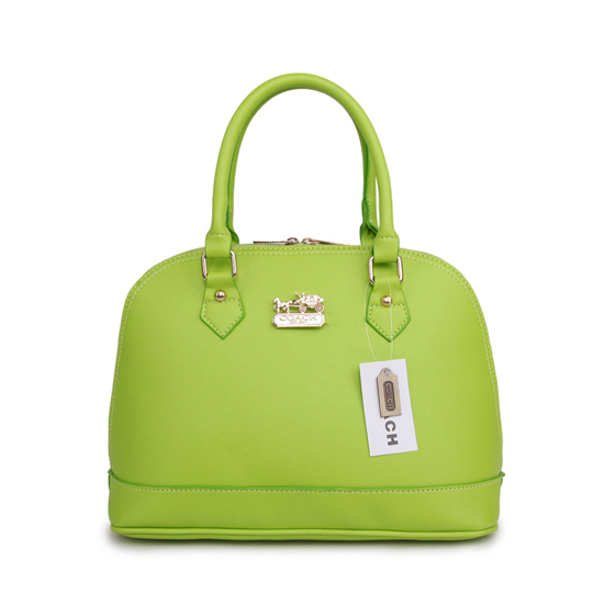 Coach City In Logo Medium Green Satchels BHY | Women - Click Image to Close